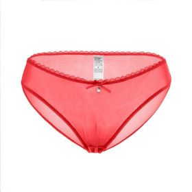 Women's Sexy Traceless Mesh Transparent Underwear (Option: Big red-S)