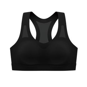 Summer Sports Underwear Running Shockproof Fitness Outerwear One-piece Cup Yoga Bra (Option: Black-S)