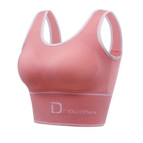 Women's Single Seamless Deep U Beautiful Back Wrapped Chest (Option: Bagged Pink-Average Size)