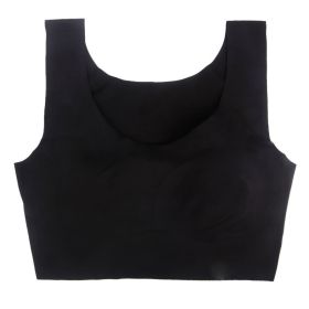 Non-trace Underwear Large Size Fat MM200 Catties Chest Beauty Back Vest Type Increase Shock-proof Running Sports Sleep Bra (Option: Black-M)