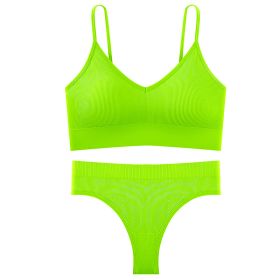 Large U Back Vest Set With Chest Pad Suspender Underwear (Option: Fluorescent Green-Average Size)