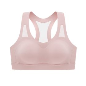 Summer Sports Underwear Running Shockproof Fitness Outerwear One-piece Cup Yoga Bra (Option: Lotus Root Pink-S)