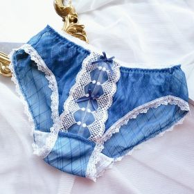 Women's Japanese Minimalist Retro Sweet Underwear (Option: Blue-XL)