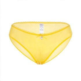 Women's Sexy Traceless Mesh Transparent Underwear (Option: Yellow-S)