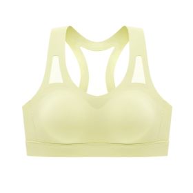 Summer Sports Underwear Running Shockproof Fitness Outerwear One-piece Cup Yoga Bra (Option: Light Yellow-S)