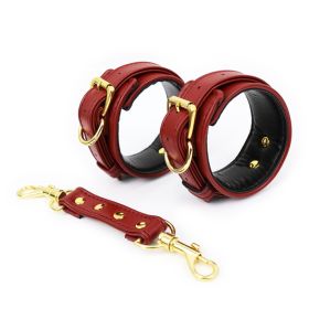 Leather Handcuffs Leg Cuffs With Waist Restraint Belt Toys (Option: 8Style)