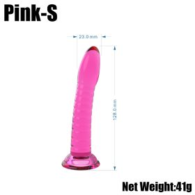 For Women Thread Transparent Jelly Crystal Massage Stick (Option: Small Pink)