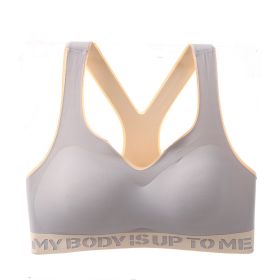 Letter Splicing Contrast Color Wireless One-piece Three-dimensional Cup Fashion Bra (Option: Gray-M)