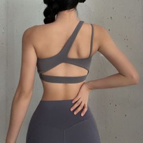 One Shoulder Sports Underwear Women's Yoga Bra Vest (Option: Extreme Gray-S)