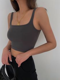 High Elastic Sexy Low-cut U-neck Camisole (Option: Dark Gray-L)