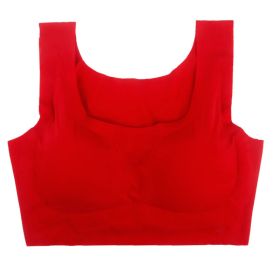 Non-trace Underwear Large Size Fat MM200 Catties Chest Beauty Back Vest Type Increase Shock-proof Running Sports Sleep Bra (Option: Red-M)