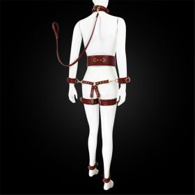 Leather Handcuffs Leg Cuffs With Waist Restraint Belt Toys (Option: 15Style)