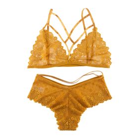 European And American Style Ultra-thin Lingerie Set (Option: 8025 Egg Yolk-S)