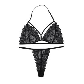 European And American Style Ultra-thin Lingerie Set (Option: 8026 Black-S)