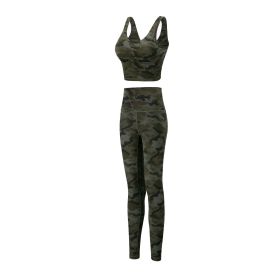 Vest Sports Bra Printed Yoga Suit (Option: Lemon Green Camouflage Suit-S)