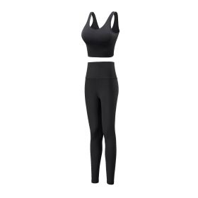 Vest Sports Bra Printed Yoga Suit (Option: All Match Black Suit-S)