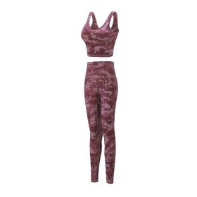 Vest Sports Bra Printed Yoga Suit (Option: Rose Red Camouflage Suit-S)