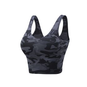 Vest Sports Bra Printed Yoga Suit (Option: Black Gray Camouflage Vest-S)