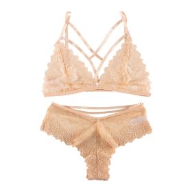 European And American Style Ultra-thin Lingerie Set (Option: 8025 Apricot-M)