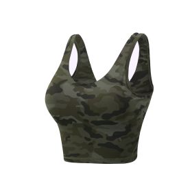 Vest Sports Bra Printed Yoga Suit (Option: Lemon Green Camouflage Vest-S)