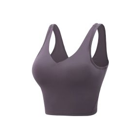 Vest Sports Bra Printed Yoga Suit (Option: Chestnut Purple Vest-S)