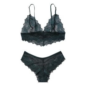 European And American Style Ultra-thin Lingerie Set (Option: 8028 Dark Green-S)