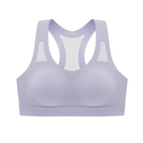 Summer Sports Underwear Running Shockproof Fitness Outerwear One-piece Cup Yoga Bra (Option: Light Purple-S)