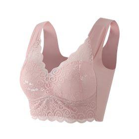 Women's Push Up Wireless Bra Plus Size Underwear (Option: Pink-M)