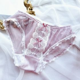 Women's Japanese Minimalist Retro Sweet Underwear (Option: Pink Purple-L)