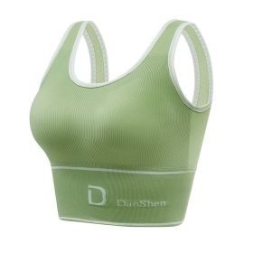 Women's Single Seamless Deep U Beautiful Back Wrapped Chest (Option: Bagged Light Green-Average Size)