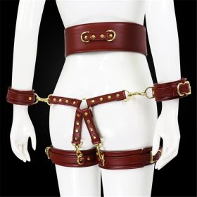 Leather Handcuffs Leg Cuffs With Waist Restraint Belt Toys (Option: 11Style)