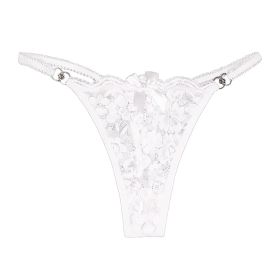 Women's Thong Lace Hollowed Out Mesh Gauze Panties Women's Traceless Panties (Option: White-S-1PCS)