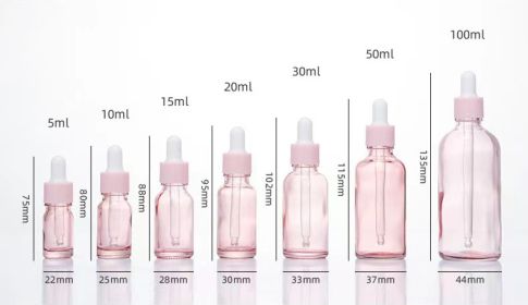 Glass Fine Oil Bottle Avoid Light Glue Head Dropper Bottle Essence Stock Bottling Cosmetics (Option: Pink-20ml)