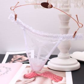 Women's Thong Transparent Seamless Seductive Lace Pure Color (Option: White-One size)