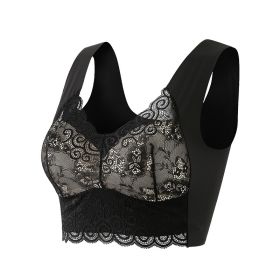 Women's Push Up Wireless Bra Plus Size Underwear (Option: Greyish Black-M)