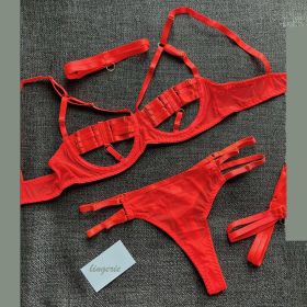 European And American Milk Silk Sexy Thin Underwear Suit (Option: Fluorescent Orange-S)