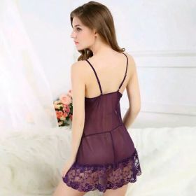 Lace Fabric Pajamas Suspender Skirt (Option: Purple-S)