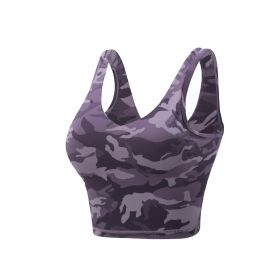 Vest Sports Bra Printed Yoga Suit (Option: Purple Camouflage Vest-M)