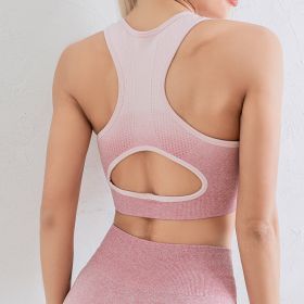 Gradient Sports Bra Female Hanging Dyed Seamless Yoga Sports Underwear With Chest Pad Shark Bra New (Option: Pink-L)