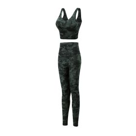 Vest Sports Bra Printed Yoga Suit (Option: Army Green Camouflage Suit-XL)