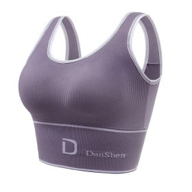 Women's Single Seamless Deep U Beautiful Back Wrapped Chest (Option: Bagged Purple-Average Size)